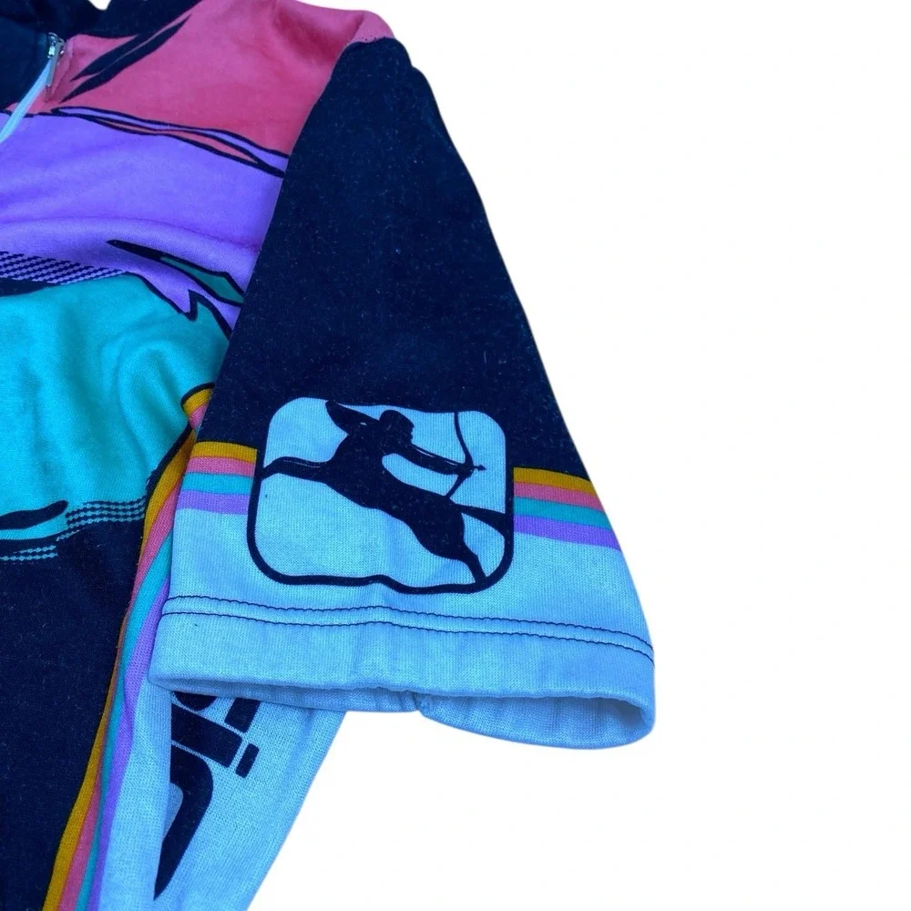 VINTAGE 90s Giordana‎ Klein Cycling Jersey Blue Orange 1/4 Zip Mens SMALL Retro